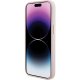 Guess iPhone 15 vāciņš Silicone Script Metal Logo & Frame, rozā