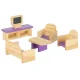 Wooden Dollhouse Furniture Set, 19 pcs, Purple