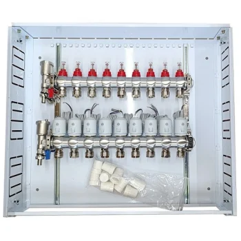 Underfloor Heating Manifold 9 Loops with Thermal Actuators NC AC230V and Flow Meters