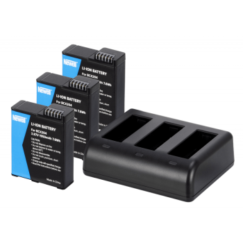 Newell SDC-USB-C 3-Channel Charger and 3x BCX-204 Battery Kit for DJI Osmo Action