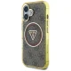 Guess IML Metal Glitter 4G Circle Triangle MagSafe Case for iPhone 16 - Brown