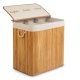 Massido 150L Bamboo Laundry Hamper, 3-Section Sorter with Lid