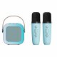 Karaoke Machine with Bluetooth Speaker and 2 Wireless Microphones for Kids and Adults, blue