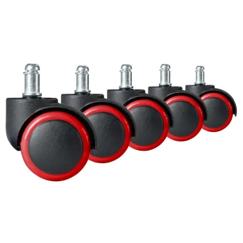 Sofotel Rubberized Office Chair Wheels, 5 Pack, Black and Red