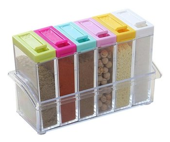 Spice Container Set with Base, 6 pcs.