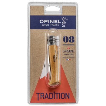 Opinel No. 08 saliekamais nazis ar oglekļa asmeni un koka rokturi