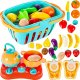 Kids Toy Dishes and Basket with Cutting Fruits and Vegetables