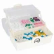 Large XL Medicine Organizer Box with 3 Tiers, 29x19x15.5 cm, White/Translucent
