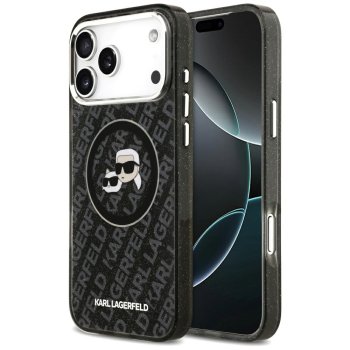Karl Lagerfeld IML Glitter Karl & Choupette MagSafe Case for iPhone 17 Pro Max, Black