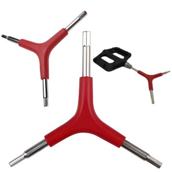 3-Way Bike Allen Wrench 4 5 6 mm Y-Shaped Hex Key, Silver Red