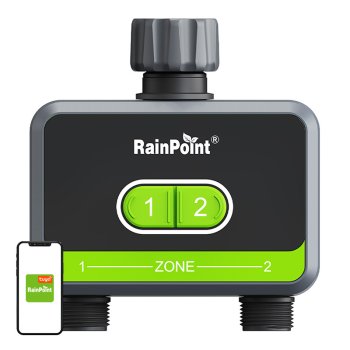 Smart 2-Zone Irrigation Controller RainPoint HTV210B with App & Hub