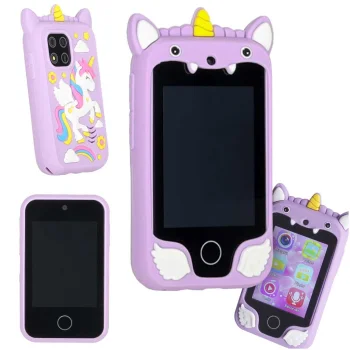 Kids Toy Smartphone with Camera and 8 GB MicroSD Card, Unicorn, Purple
