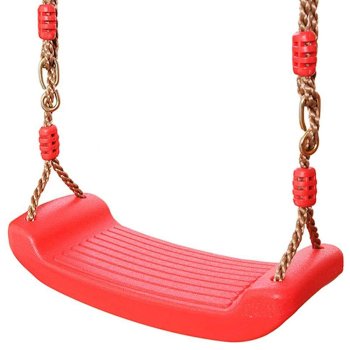 Kids Garden Tree Swing Seat with Adjustable Ropes, Red
