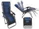 Gravity Folding Garden Lounger with Soft Cushion, Navy Blue & Black