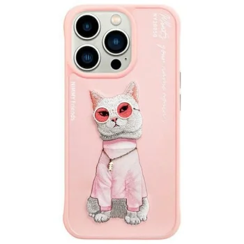 Nimmy Glasses Cool Cat Phone Case Cover iPhone 15 Pro Max - Pink
