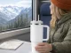Large Insulated Tumbler with Handle and Straw 1.2L, White