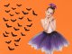 Kids Halloween Costume, Bat Skirt and Headband, Black/Purple