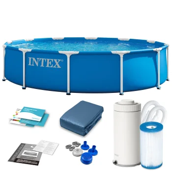 Intex 28212 Frame Pool 366 x 76 cm, 10-in-1 Set