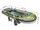 Inflatable boat set for 4 people with oars and pump, Intex Seahawk 4, green