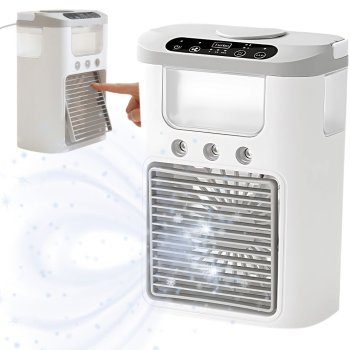 Portable Air Cooler Desk Fan with Humidifier USB RGB LED 3-Speed