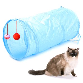 Mājdzīvnieku Kaķu Rotaļlieta Spēle "Tunelis", Zils | Funny Pet Foldable Play Tunnel Cat Toy