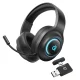 QCY Heroad V200 Tri-Mode Gaming Headphones with Microphone, Black