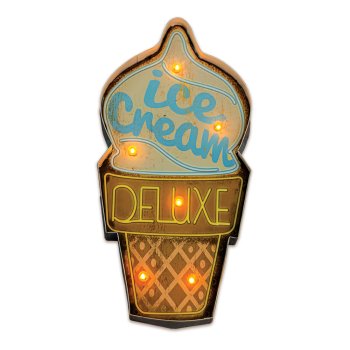Retro LED Sign Ice Cream Vintage Metal Wall Decor by Forever Light