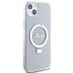 Guess Ring Stand Script Glitter MagSafe vāciņš iPhone 15 Plus / 14 Plus caurspīdīgs