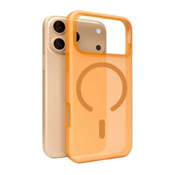 Puro Daylight Magsafe Compatible Silicone Phone Case Cover iPhone 17 Pro - Translucent Orange