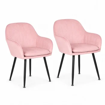 ModernHome Set of 2 Upholstered Velvet Chairs, Pink