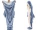 Wearable Shark Blanket Onesie with Hood, Cozy Pajama Costume, Size M, Grey