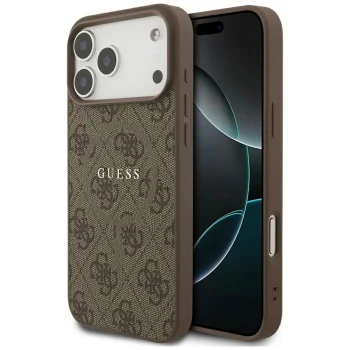 Guess 4G Ring Classic Logo MagSafe Case for iPhone 17 Pro Max, Brown
