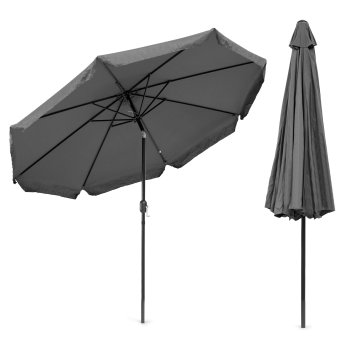 Large 3m Garden Patio Umbrella with Tilt and Crank MultiGarden, grey