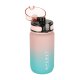 Sports Water Bottle with Straw and Handle 600ml, Pink-Blue