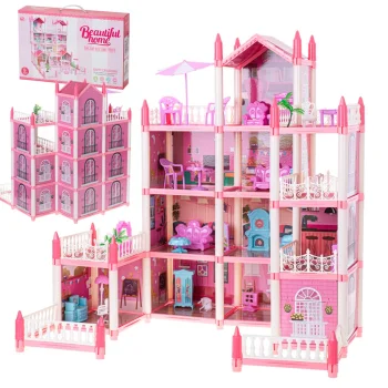 Kids Toy Dollhouse with Furniture DIY Constructor
