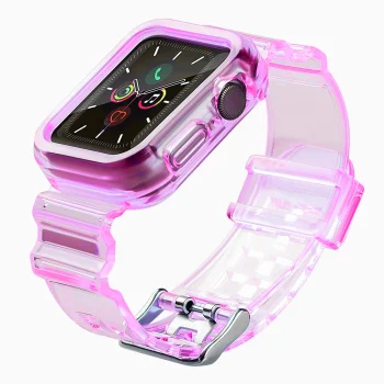 Silicone Strap with Case for Apple Watch 44mm (SE2/6/SE/5/4) - Red