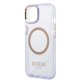 Guess Case for iPhone 14 Gold Outline Translucent MagSafe Purple