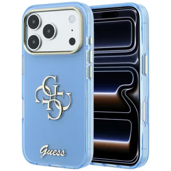 Guess IML 4G Script Metal Case for iPhone 18 Pro Max / 17 Pro Max - Light Blue