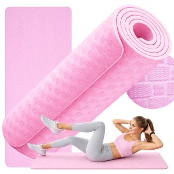 Thick Exercise Mat for Yoga Pilates and Fitness 180x60cm, Pink