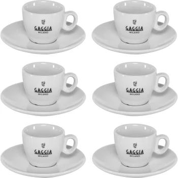 Gaggia Milano Espresso Cup and Saucer Set, 6 pcs., White
