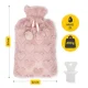 4FIZJO Rubber Hot Water Bottle in Plush Cover 2L, Pink