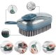 Cleaning brush with liquid dispenser, silicone bristles, blue
