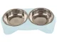 Double Bowl for Dogs and Cats with Removable Steel Bowls 2 x 350 ml