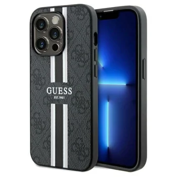 Guess iPhone 15 Pro Max Case 4G Printed Stripes MagSafe, Black