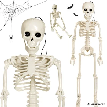 Hanging Human Skeleton Halloween Decoration 40 x 10 cm, White