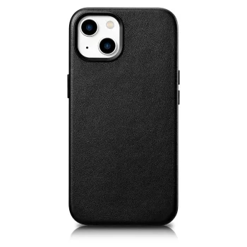 iCarer Genuine Leather Case for iPhone 14 Plus with MagSafe, Black