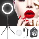 LED Ring Light 34.5cm with Tripod Stand up to 1.85m, Mirror & Phone Holder