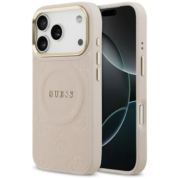 Guess HC Magsafe PU w/ Peony Hot Stamp Case for iPhone 17 Pro, Pink