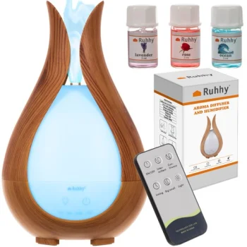 Ruhhy 00024610 Ultrasonic Air Humidifier and Aroma Diffuser, 200 ml, Beige / Brown