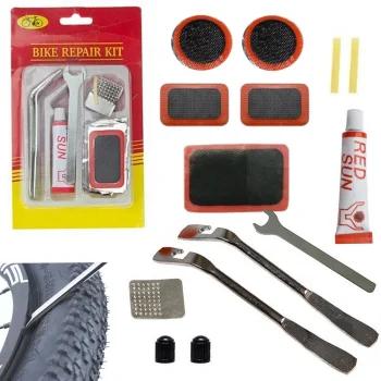 Bicycle Inner Tube Puncture Repair Kit with Patches, Glue and Tyre Levers